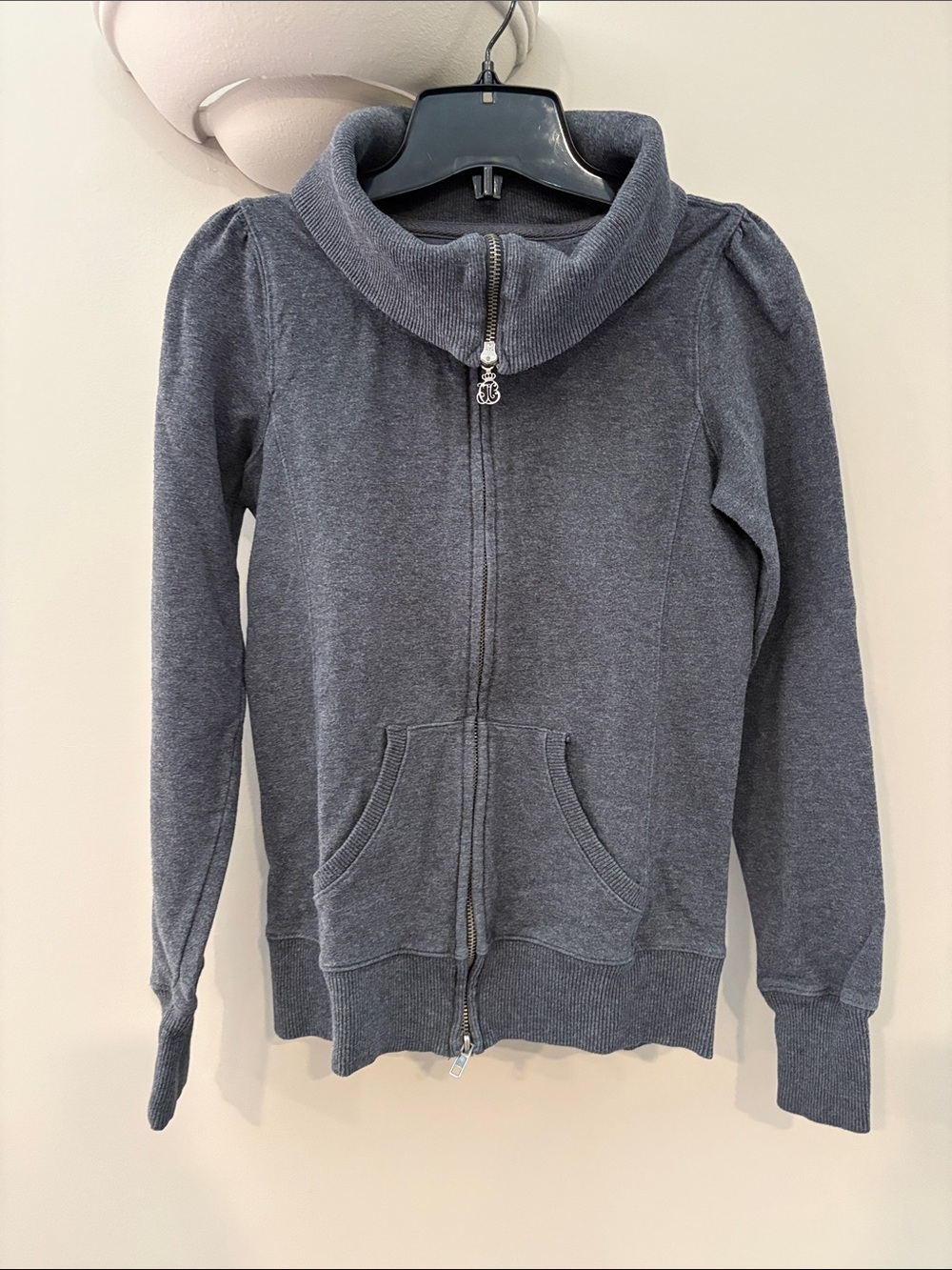Jacob Women's Charcoal Gray Zip-Up Puffer Sweater